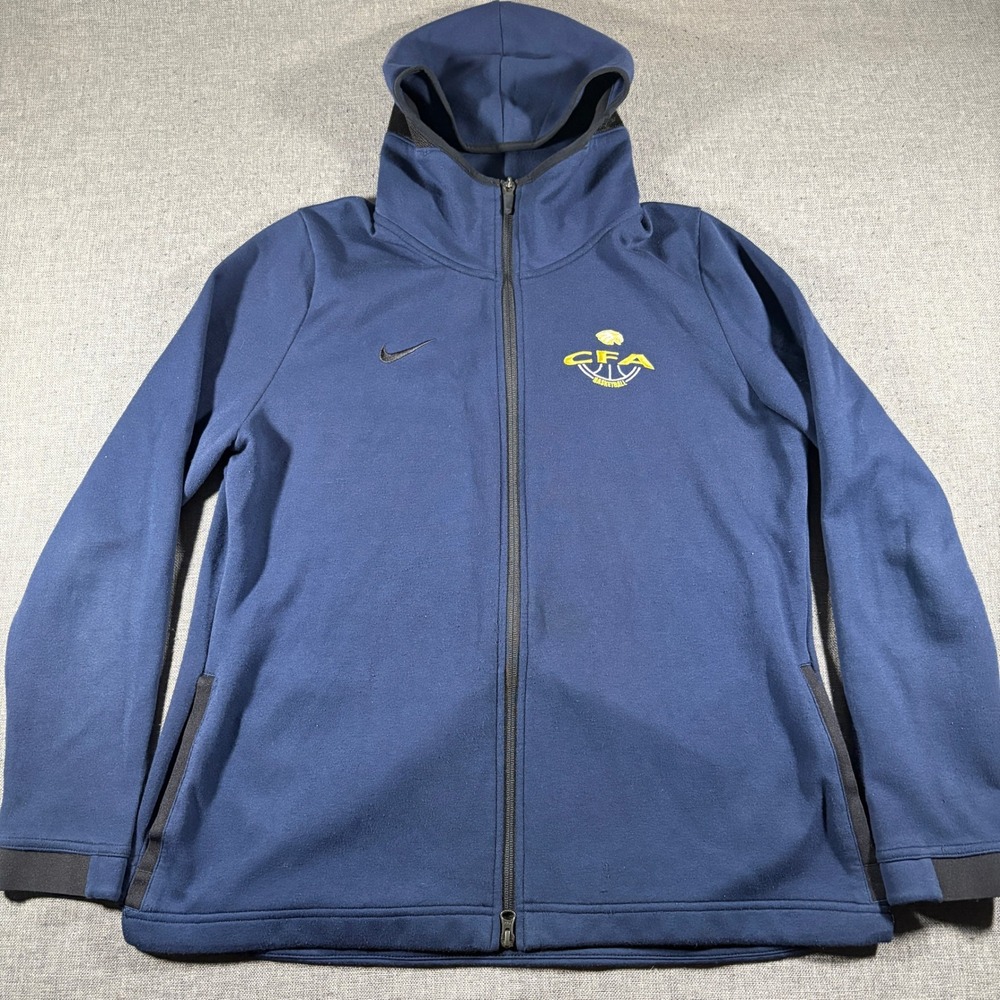 Nike Full Zip Hoodie Womens XL Navy Blue CFA Basketball Dri-FIT Scuba Hood